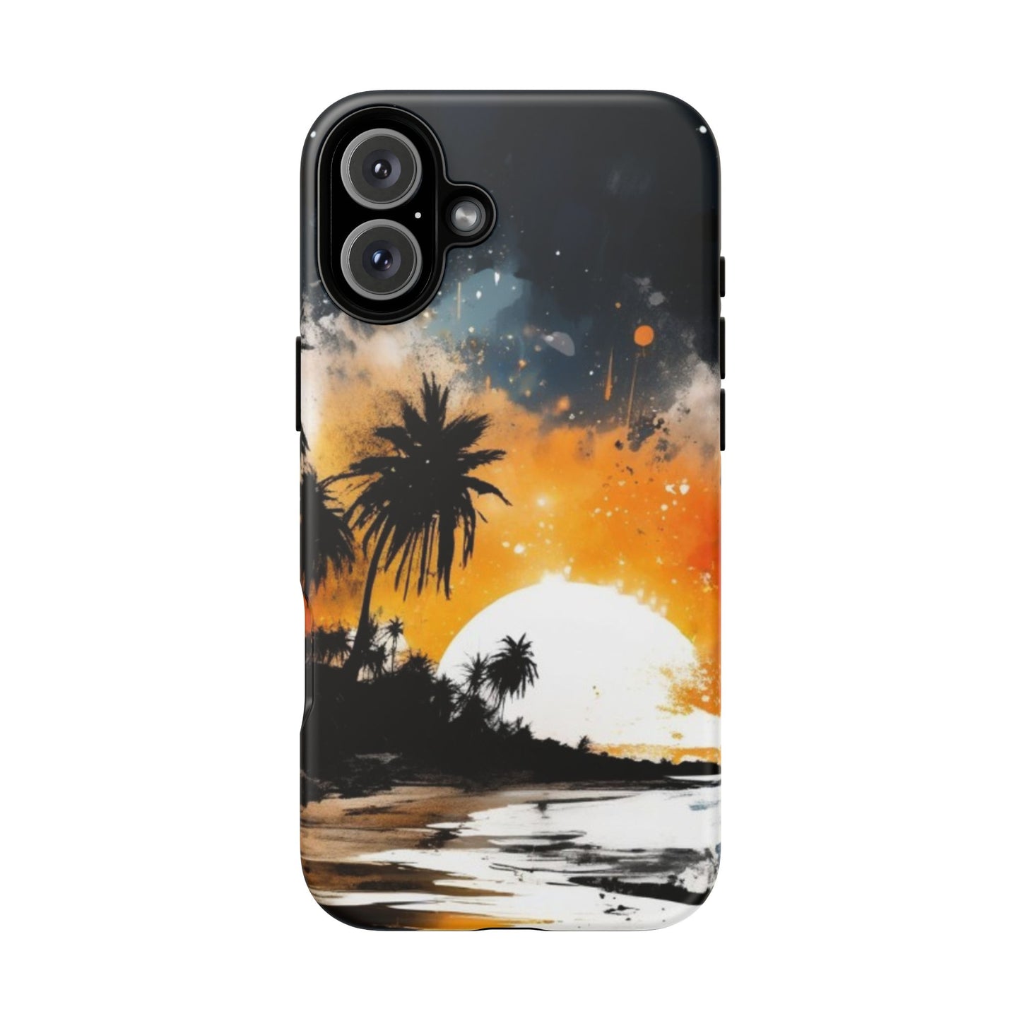 iPhone Tough Cases Phone Case for iPhone 14/15/16/17– Dual Layer, Matte/Glossy Finish, Wireless Charging Compatible, Tropical Sunset Design, Beach Lover Gift, Custom Phone Cover, Summer Vibes, Vacation Essentials