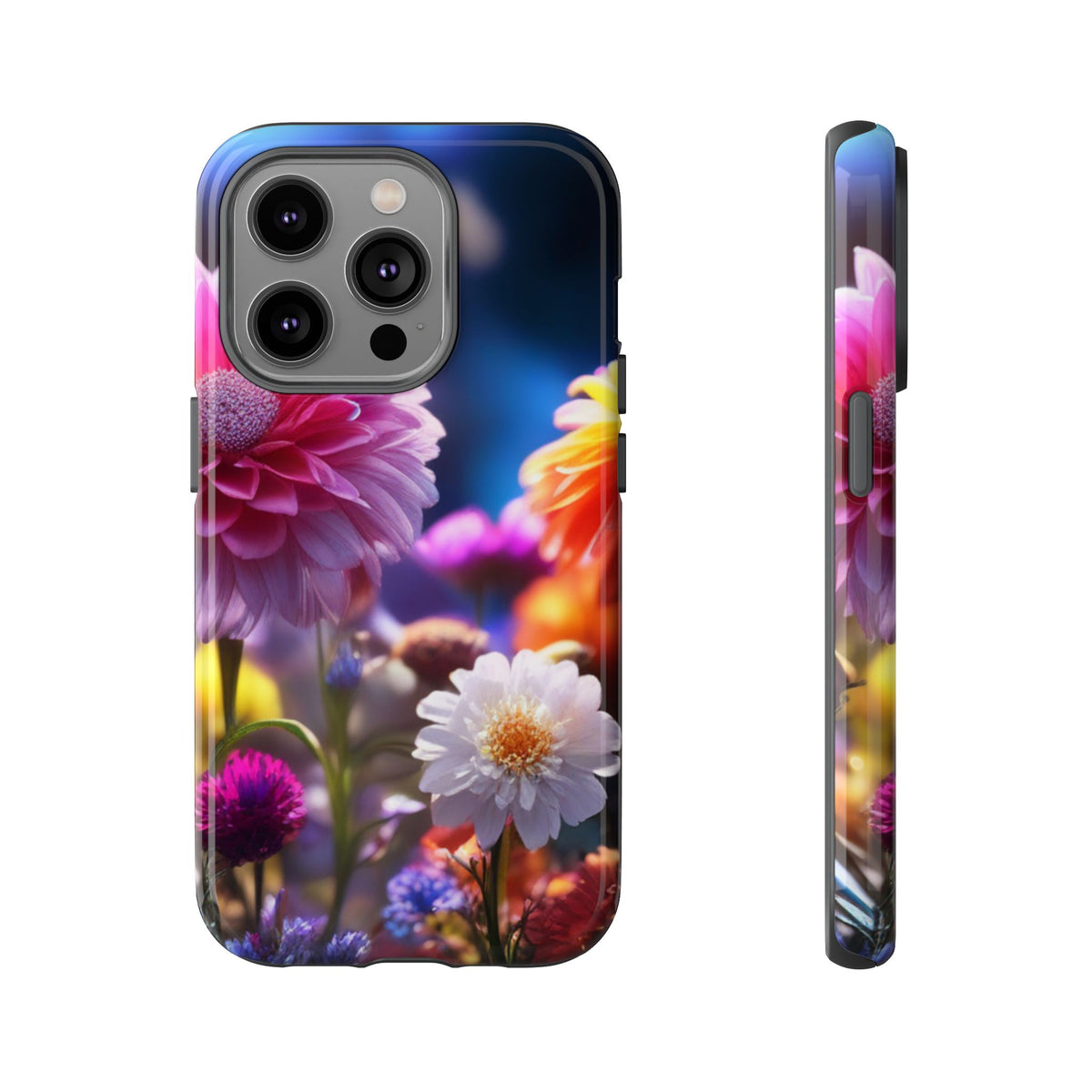 iPhone Tough Cases Phone Cases for iPhone 14\15\16\17 – Dual Layer, Matte/Glossy Finish, Wireless Charging Compatible, Floral Garden Phone Case — Vibrant Bloom Protective iPhone Cover