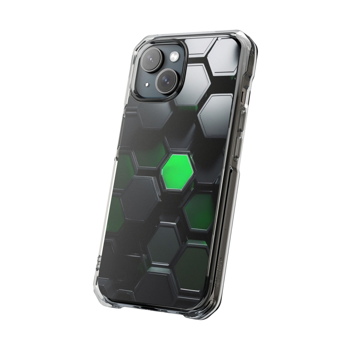 Magnetic Impact Phone Case for iPhone 16/15/14, Hexagon Pattern Magnetic Clear Impact Case, Stylish Phone Accessory, Gift for Tech Lovers, Durable Protection.