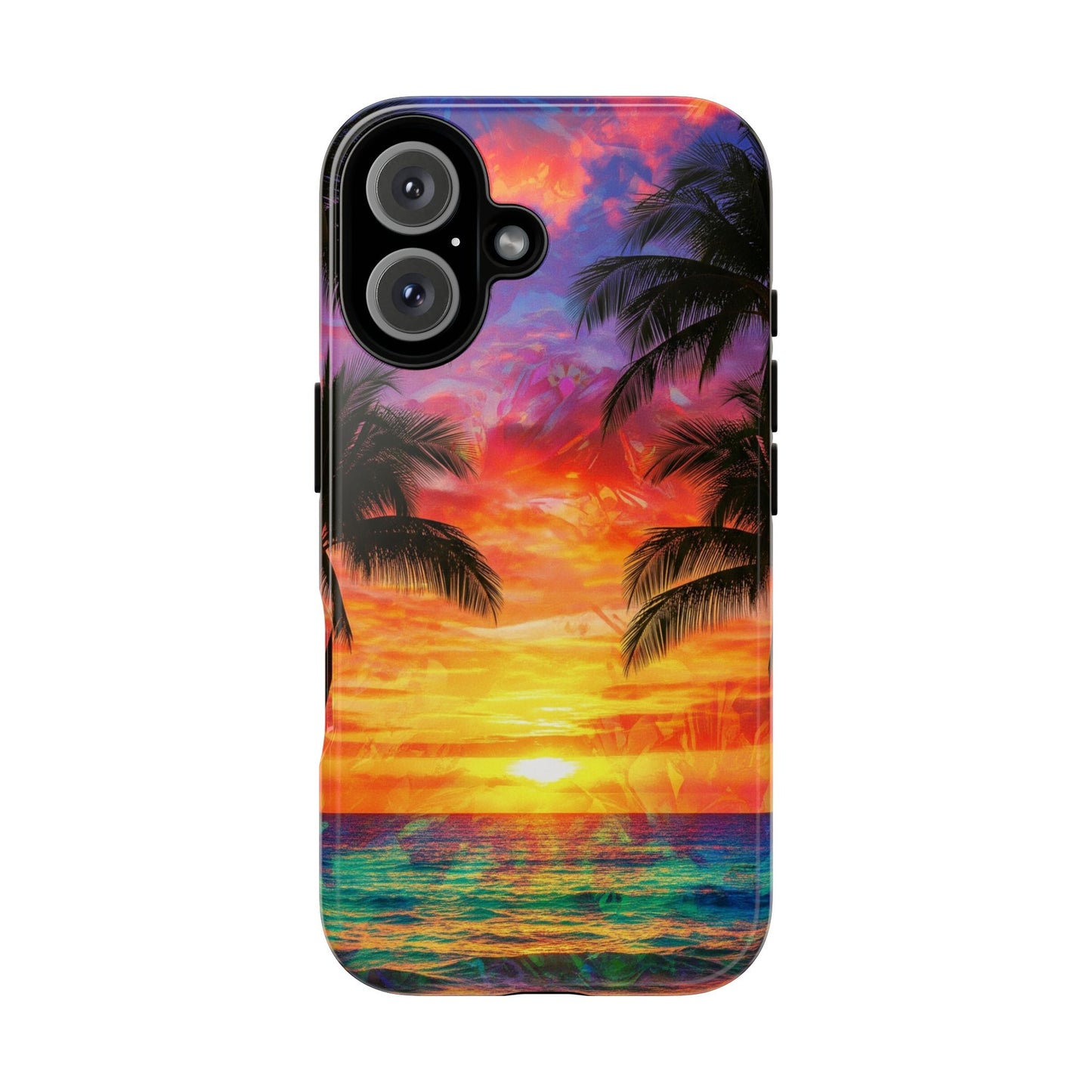 iPhone Tough Cases Phone Cases for iPhone 14\15\16\17. Tropical Sunset Phone Case — Palm Tree Beach Protective Cover