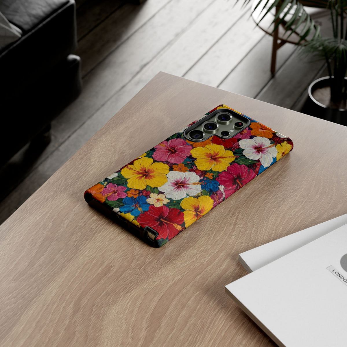 Tough Cases Phone Cases for Samsung Galaxy S26/S25/S24/S23/S22 – Dual Layer, Matte/Glossy Finish, Wireless Charging CompatibleFloral Hibiscus Tough Phone Case — Bright Tropical Flowers Protective Cover