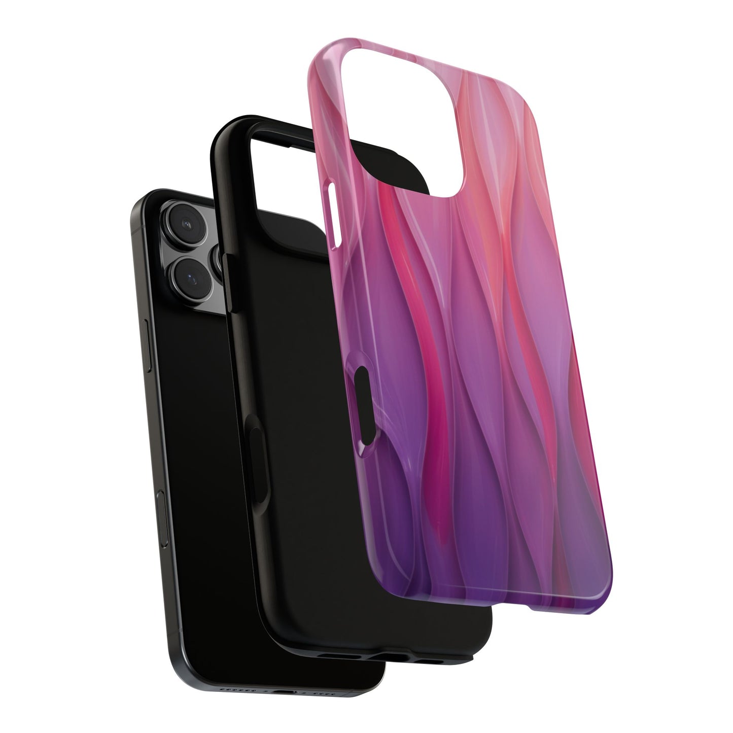 Pink Purple Wave Tough Phone Case. iPhone Tough Cases Phone Cases for iPhone 14\15\16\17 – Dual Layer, Matte/Glossy Finish, Wireless Charging Compatible — Abstract Gradient Protective Cover