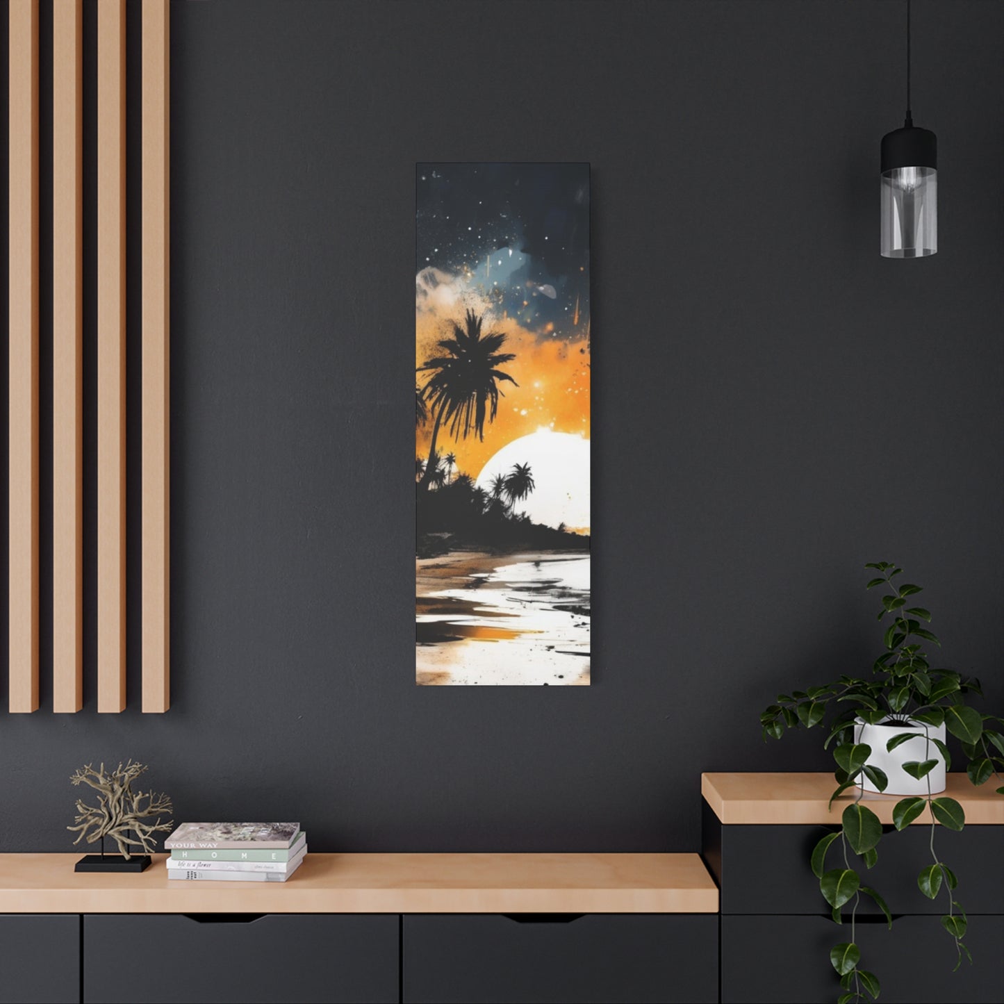 Sunset Beach Canvas Wall Art, Tropical Décor, Home Aesthetic, Gift for Beach Lovers, Relaxing Wall Decoration