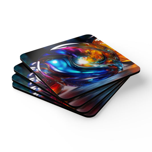 Designer Cork Coaster Set – High-Gloss Drink Coasters with Cork Backing (Set of 4)