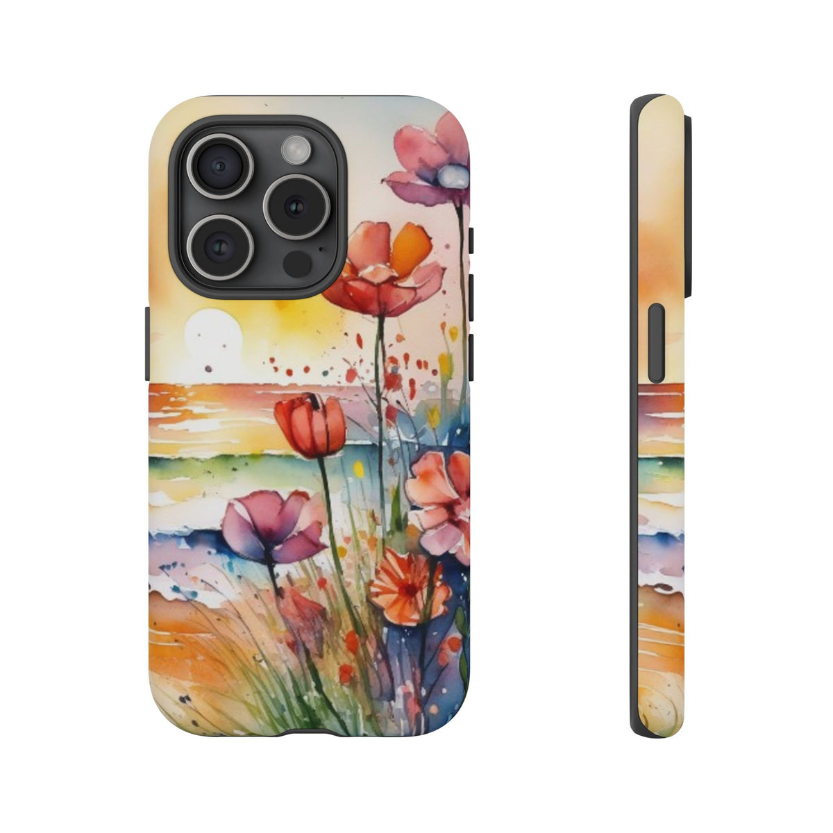 Floral Phone Case, Tough Cases Phone Cases for iPhone 17/16/15/14 - Tough Cases with Vibrant Watercolor Design