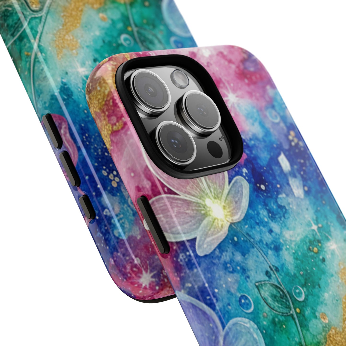 iPhone Tough Cases, iPhone 17 phone case, Phone Cases for iPhone 14\15\16\17 – Dual Layer, Matte/Glossy Finish, Wireless Charging Compatible, Galaxy Floral Tough Phone Case — Colorful Bubbles Design