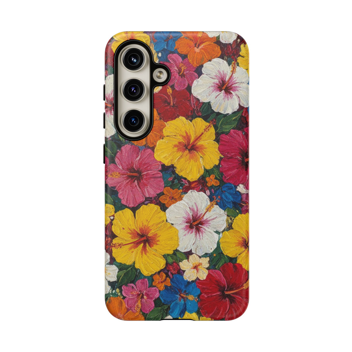 Tough Cases Phone Cases for Samsung Galaxy S26/S25/S24/S23/S22 – Dual Layer, Matte/Glossy Finish, Wireless Charging CompatibleFloral Hibiscus Tough Phone Case — Bright Tropical Flowers Protective Cover