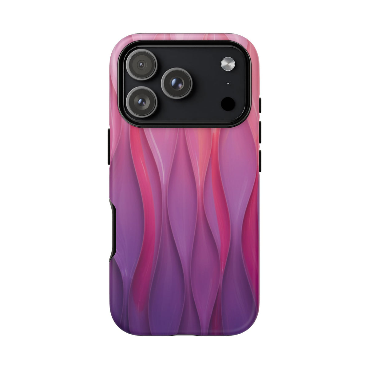 Pink Purple Wave Tough Phone Case. iPhone Tough Cases Phone Cases for iPhone 14\15\16\17 – Dual Layer, Matte/Glossy Finish, Wireless Charging Compatible — Abstract Gradient Protective Cover