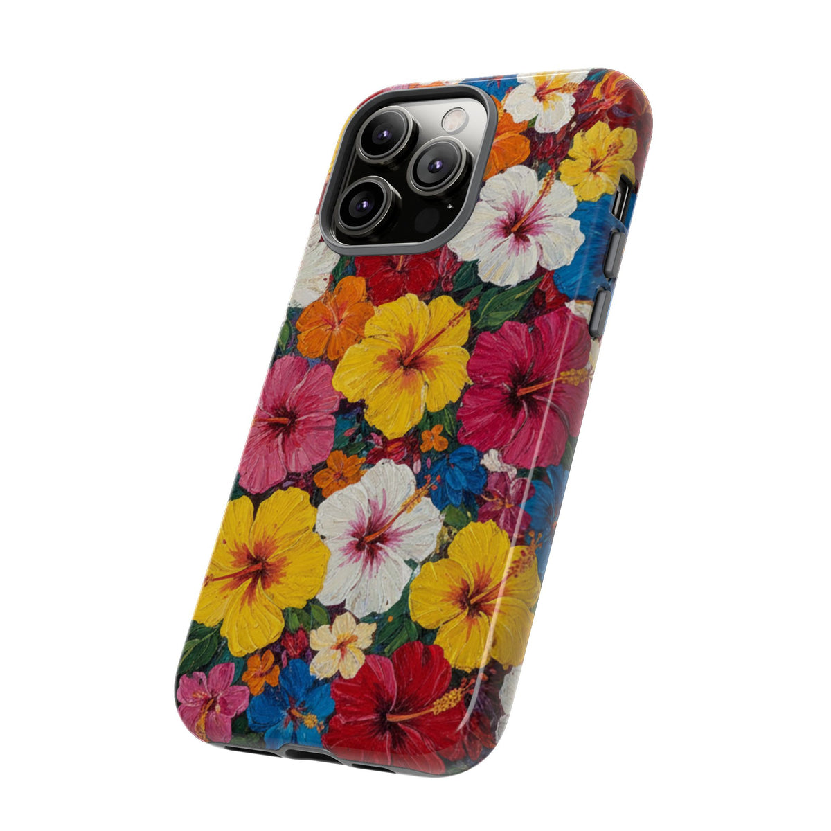 iPhone Tough Cases Phone Cases for iPhone 14\15\16\17 – Dual Layer, Matte/Glossy Finish, Wireless Charging CompatibleFloral Hibiscus Tough Phone Case — Bright Tropical Protection