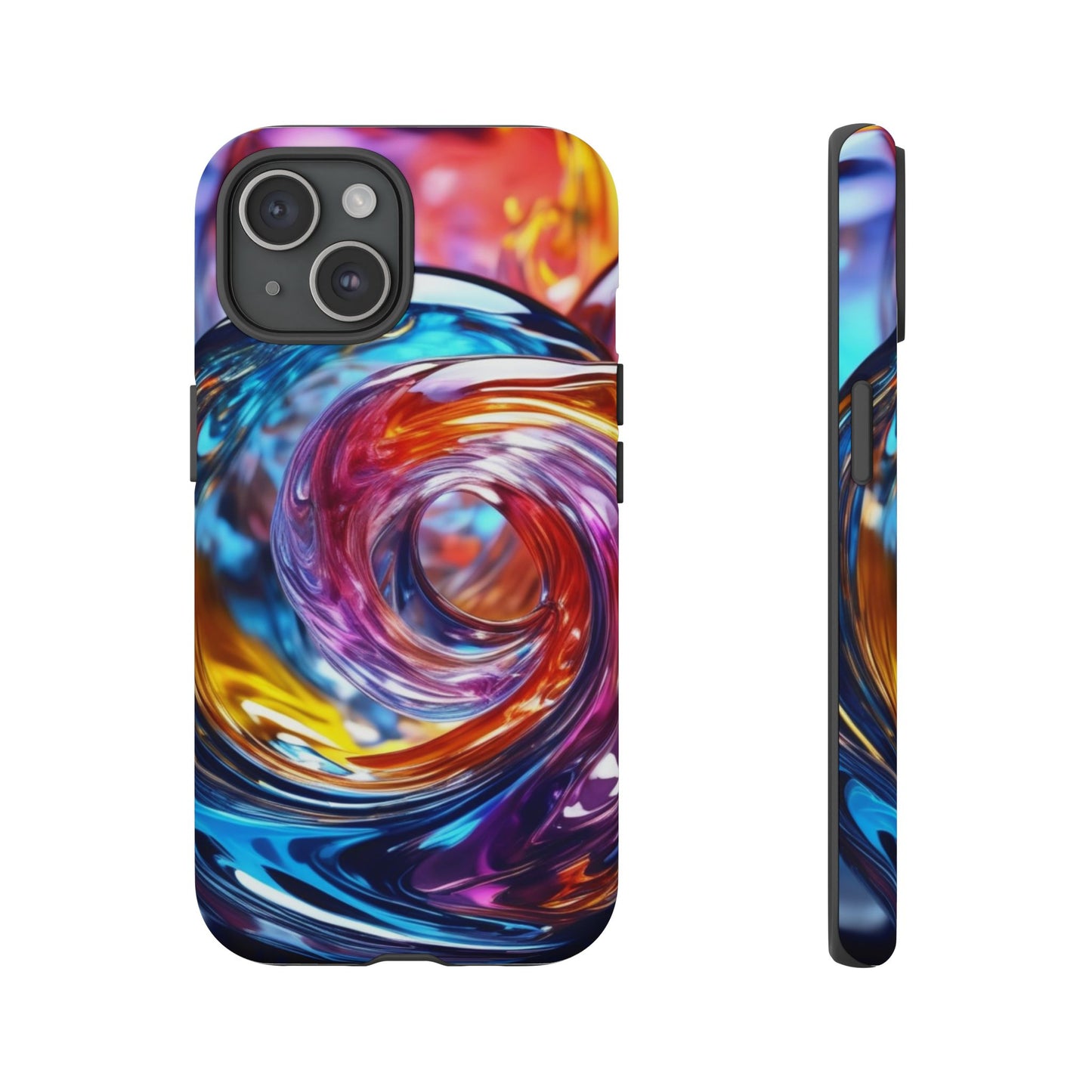 iPhone Tough Case Phone Case for iPhone 14\15\16 – Dual Layer, Matte/Glossy Finish, Wireless Charging CompatibleVibrant Swirl Phone Case - Tough Cases for Protection