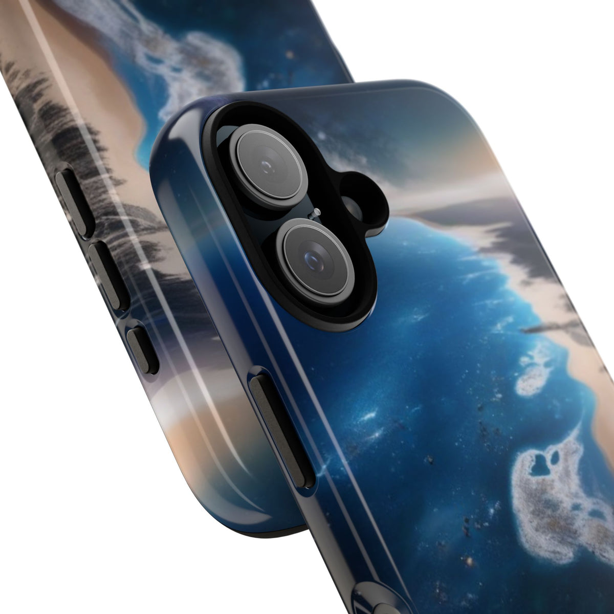 iPhone Tough Case Phone Case for iPhone 14\15\16 – Dual Layer, Matte/Glossy Finish, Wireless Charging Compatible, Ocean Waves Phone Case - Tough and Stylish Protection for Beach Lovers