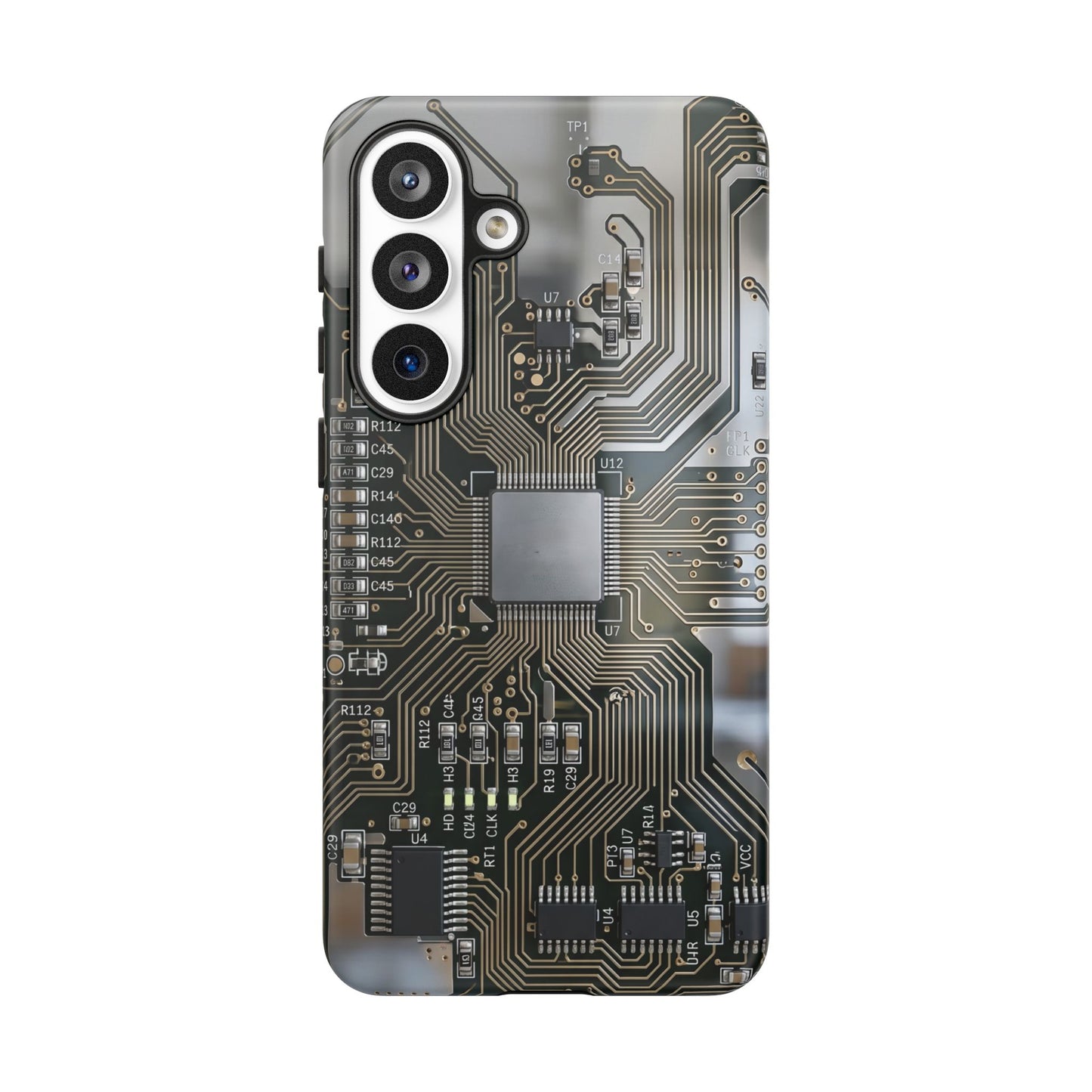 Tough Cases Phone Cases for Samsung Galaxy S25/S24/S23/S22 – Dual Layer, Matte/Glossy Finish, Wireless Charging Compatible, Circuit Board Phone Case — Tech Circuitry Protective Phone Cover