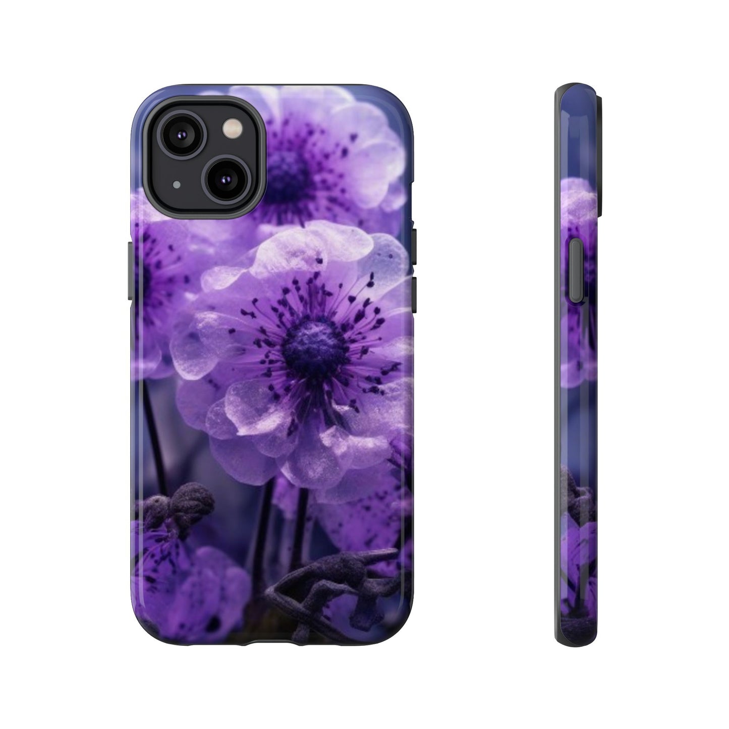 Purple Floral iPhone Case, Tough Cases for iPhone 17/16/15/14- Tough & Stylish Phone Protection. Gifts for her