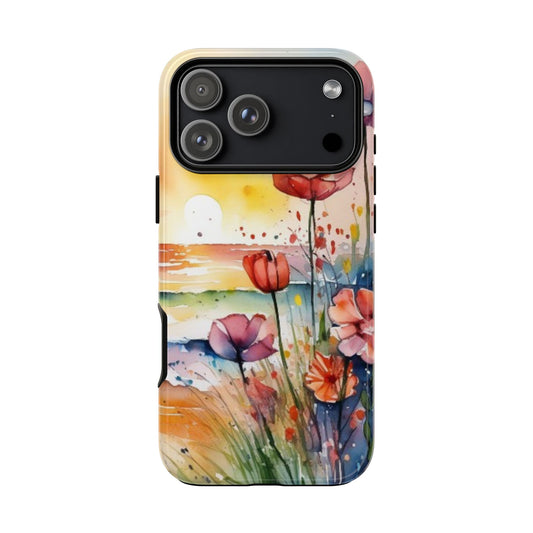 Floral Phone Case, Tough Cases Phone Cases for iPhone 17/16/15/14 - Tough Cases with Vibrant Watercolor Design