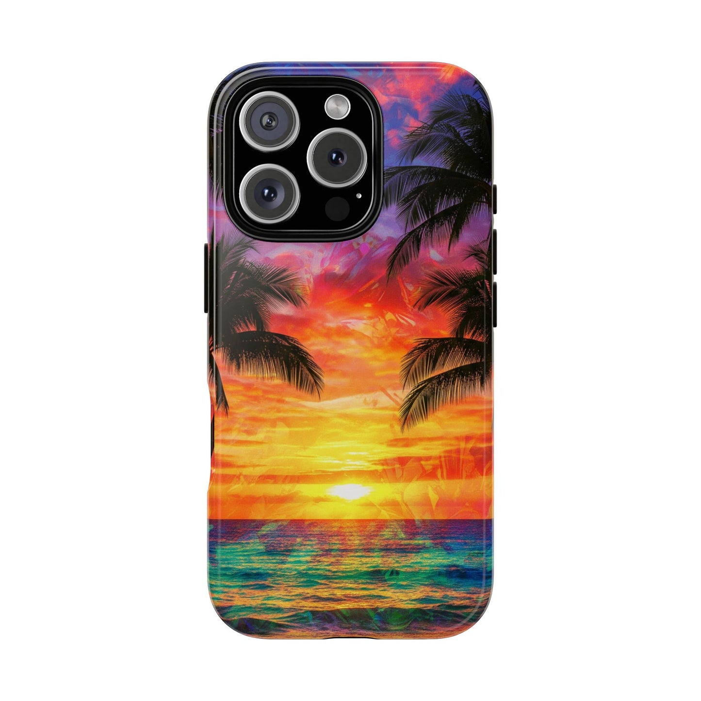 iPhone Tough Cases Phone Cases for iPhone 14\15\16\17. Tropical Sunset Phone Case — Palm Tree Beach Protective Cover