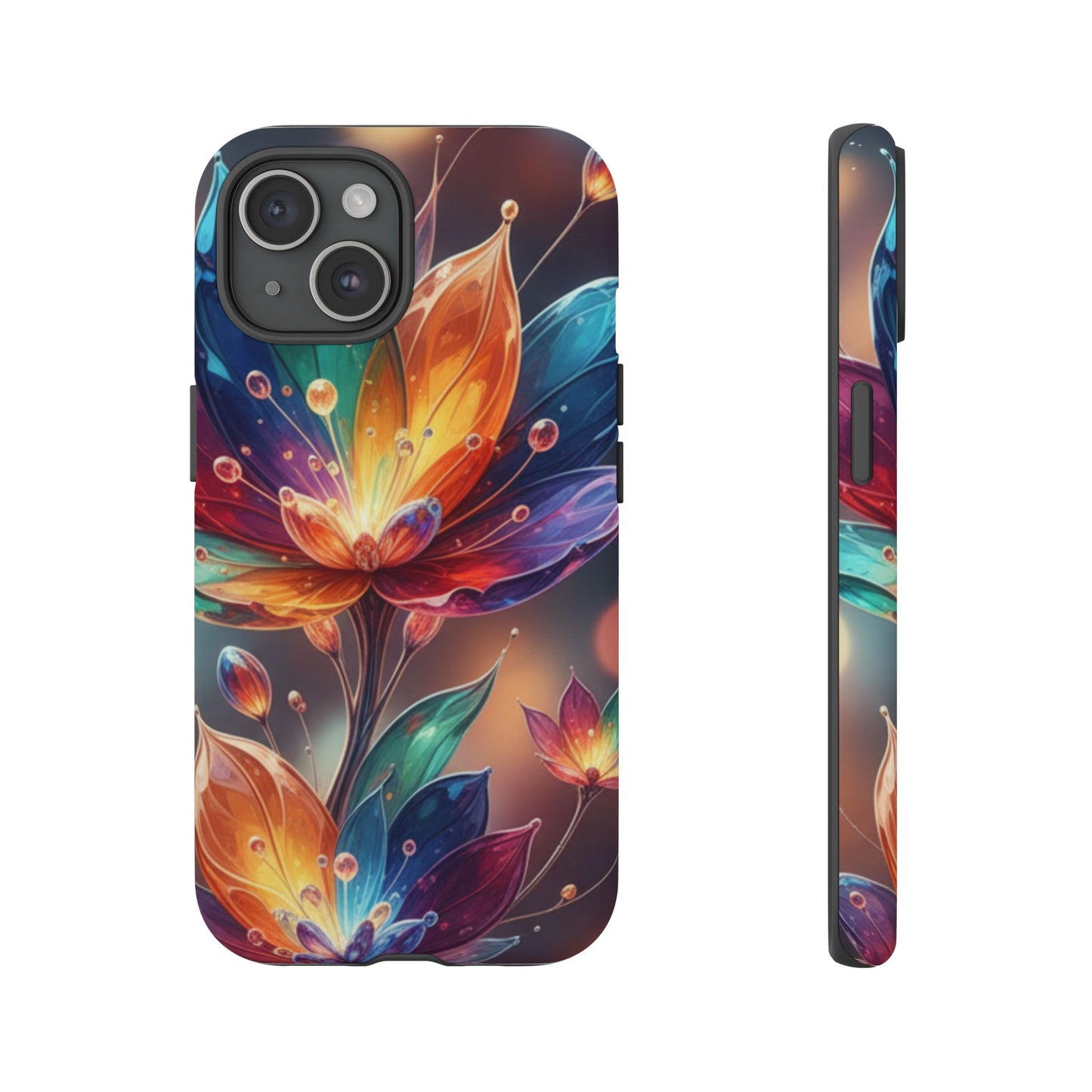 iPhone Tough Cases Phone Cases for iPhone 14\15\16\17 – Dual Layer, Matte/Glossy Finish, Wireless Charging Compatible — Vibrant Floral Lotus Phone Case