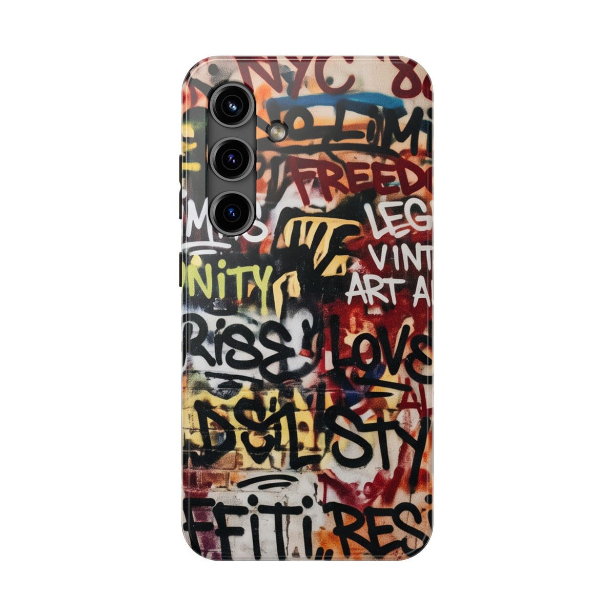 Tough Cases Phone Cases for Samsung Galaxy S26/S25/S24 – Dual Layer, Matte/Glossy Finish, Wireless Charging Compatible. Graffiti Phone Case