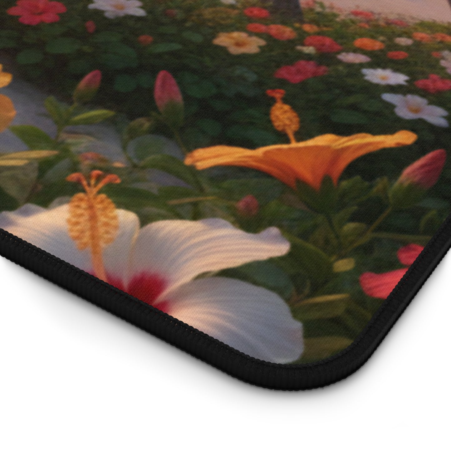 Large Gaming Mouse Pad – Premium Mouse Pad & Tech Accessory for Home & Office, Premium Desk Mat, Gaming Mouse Pad, Non-slip, Tropical Sunset Beach Desk Mat — Scenic Palm Tree & Hibiscus Mouse Pad