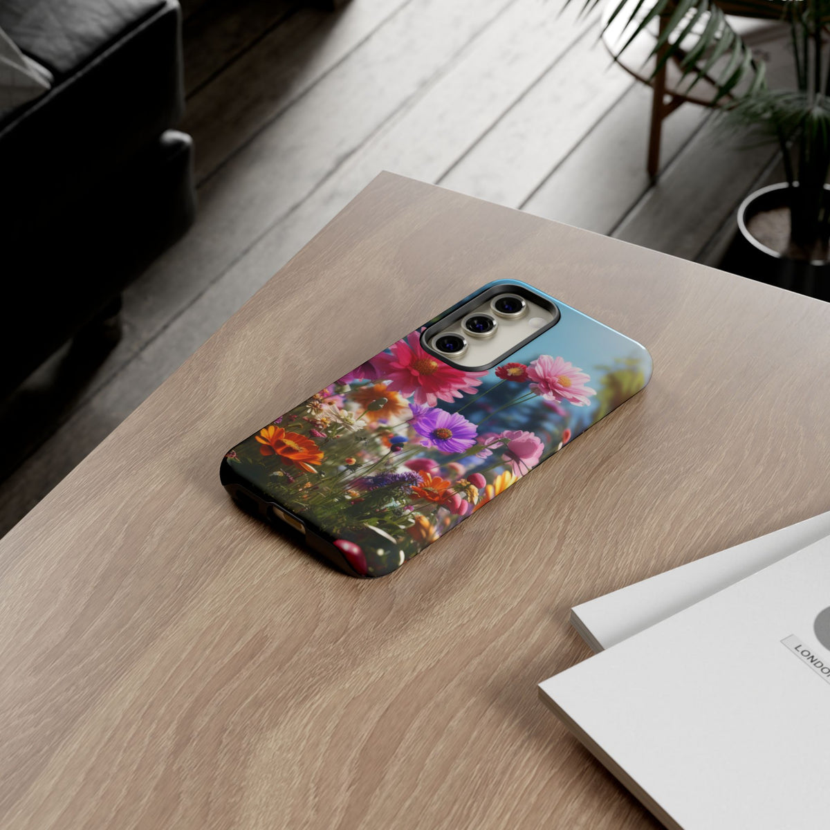 Tough Cases Phone Cases for Samsung Galaxy S25/S24/S23 – Dual Layer, Matte/Glossy Finish, Wireless Charging Compatible, Floral Meadow Tough Phone Case – Colorful Wildflower Protective Cover