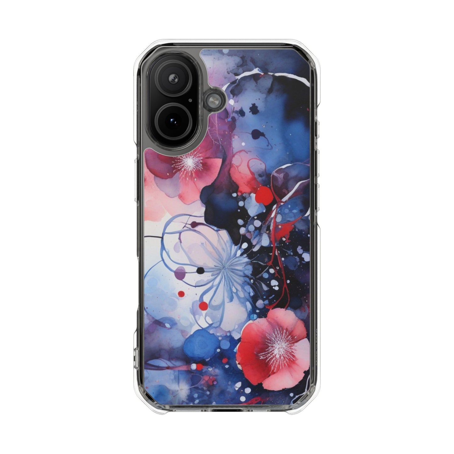 Clear Magnetic Phone Case — Watercolor Floral Impact Protection. Magnetic Impact Phone Case for iPhone 17/16/15/14.