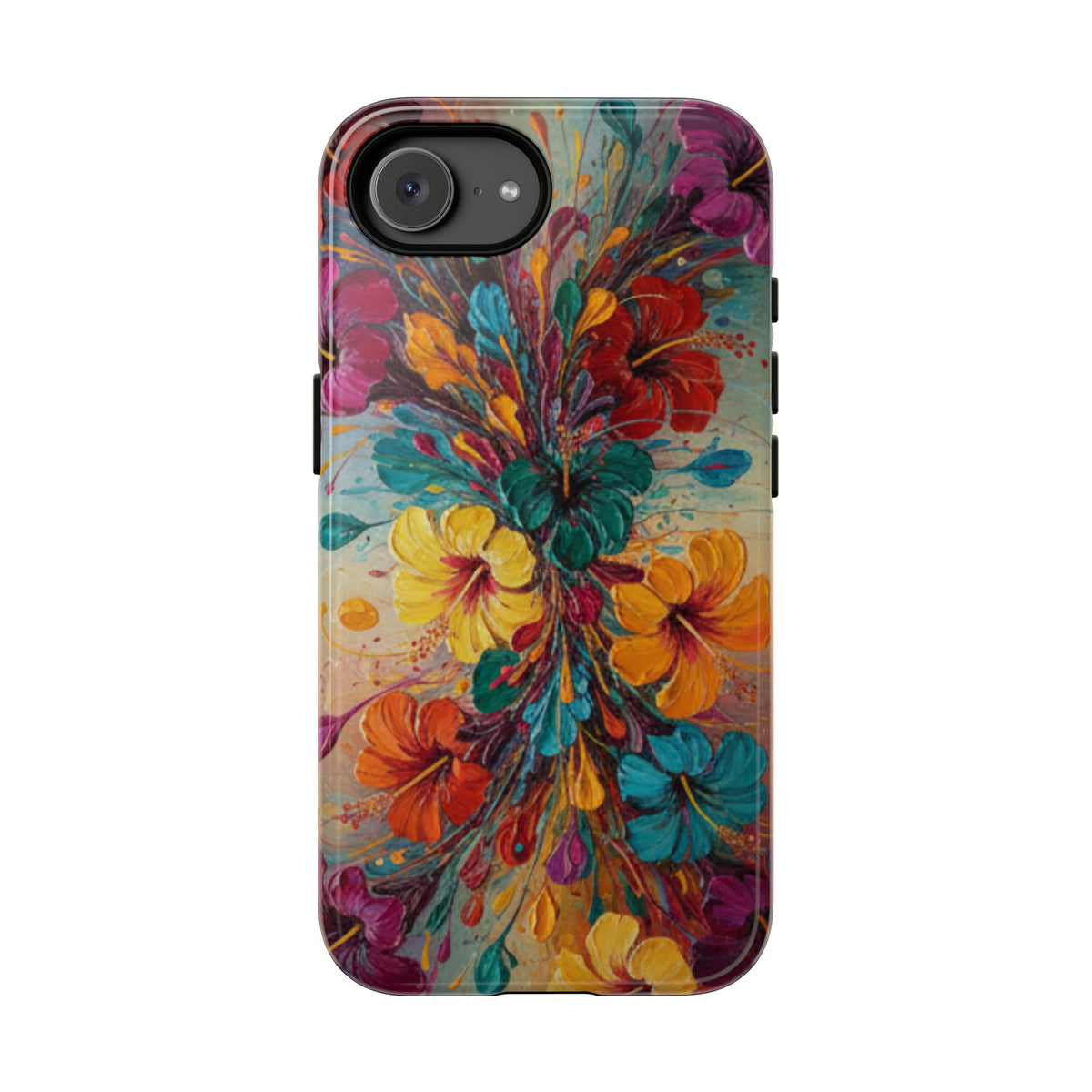 iPhone Tough Cases Phone Cases for iPhone 14\15\16\17\18 – Dual Layer, Matte/Glossy Finish, Wireless Charging Compatible. Floral Burst Tough Phone Case — Vibrant Flower Protective Case