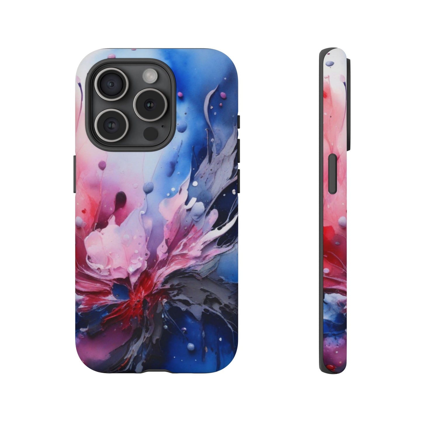 Tough Case — Abstract Pink & Blue Phone Case. iPhone Tough Cases Phone Cases for iPhone 17/16/15/14 – Dual Layer, Matte/Glossy Finish, Wireless Charging Compatible