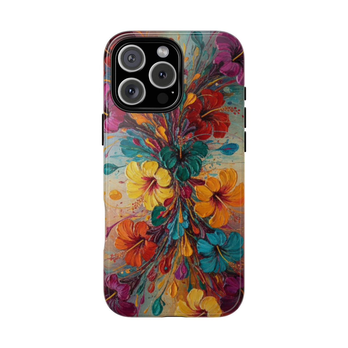 iPhone Tough Cases Phone Cases for iPhone 14\15\16\17\18 – Dual Layer, Matte/Glossy Finish, Wireless Charging Compatible. Floral Burst Tough Phone Case — Vibrant Flower Protective Case