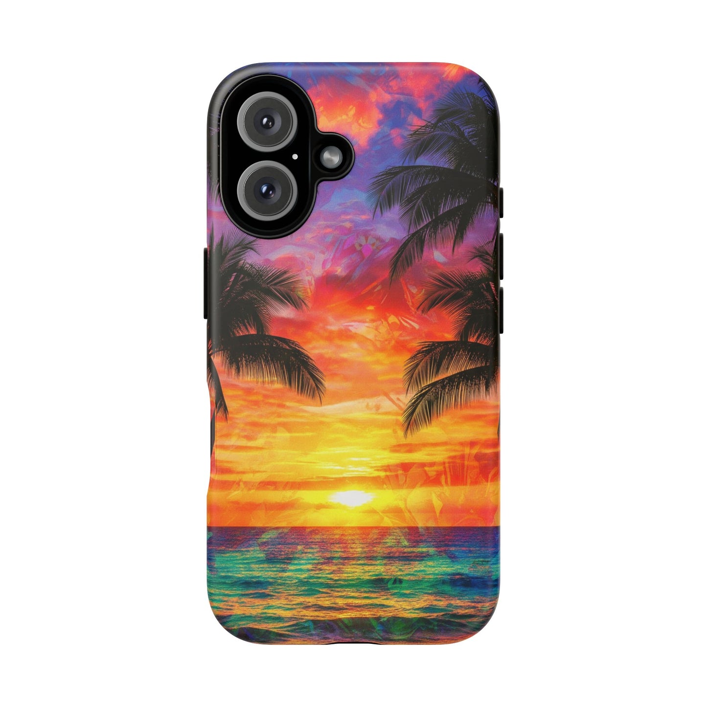 iPhone Tough Cases Phone Cases for iPhone 14\15\16\17. Tropical Sunset Phone Case — Palm Tree Beach Protective Cover