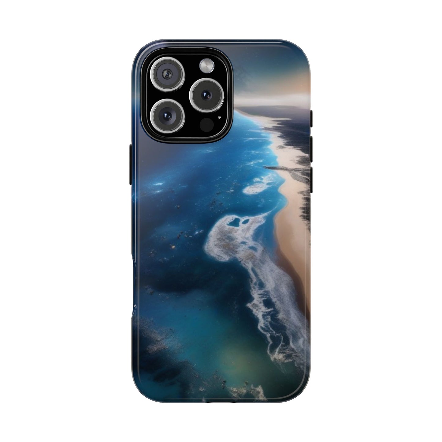 iPhone Tough Case Phone Case for iPhone 14\15\16 – Dual Layer, Matte/Glossy Finish, Wireless Charging Compatible, Ocean Waves Phone Case - Tough and Stylish Protection for Beach Lovers