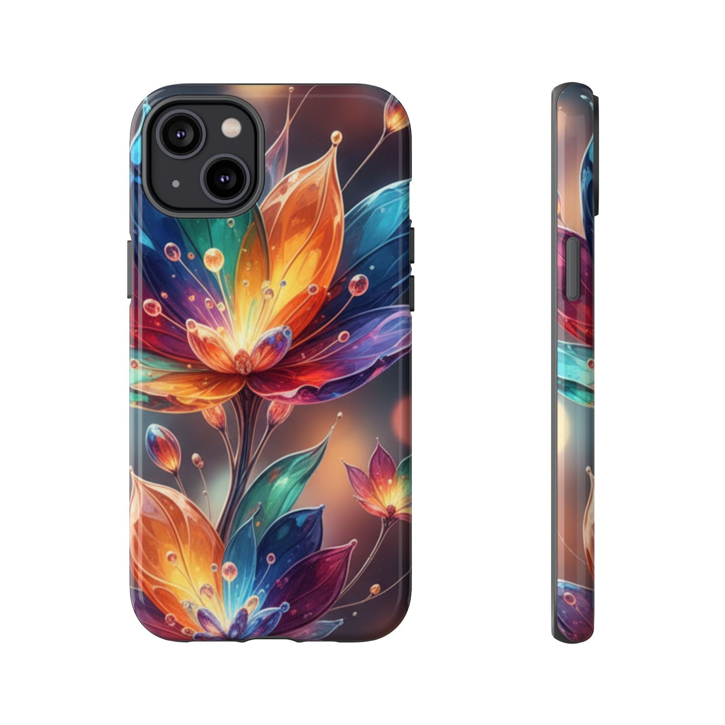 iPhone Tough Cases Phone Cases for iPhone 14\15\16\17 – Dual Layer, Matte/Glossy Finish, Wireless Charging Compatible — Vibrant Floral Lotus Phone Case