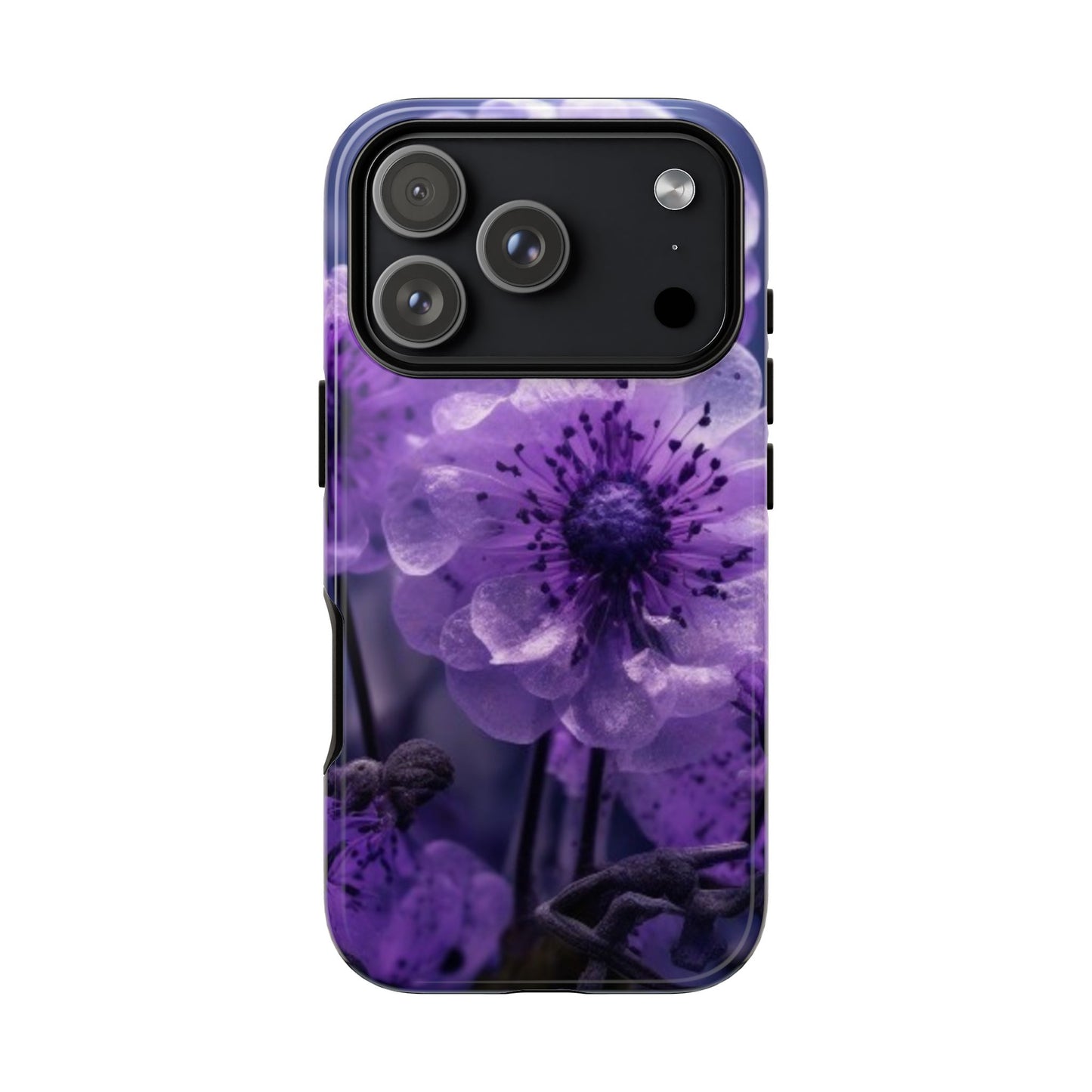 Purple Floral iPhone Case, Tough Cases for iPhone 17/16/15/14- Tough & Stylish Phone Protection. Gifts for her