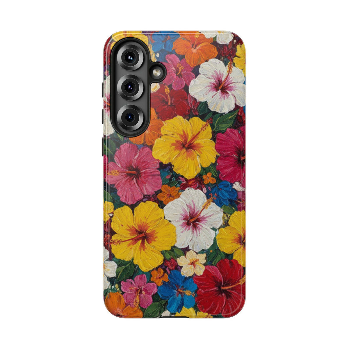 Tough Cases Phone Cases for Samsung Galaxy S26/S25/S24/S23/S22 – Dual Layer, Matte/Glossy Finish, Wireless Charging CompatibleFloral Hibiscus Tough Phone Case — Bright Tropical Flowers Protective Cover