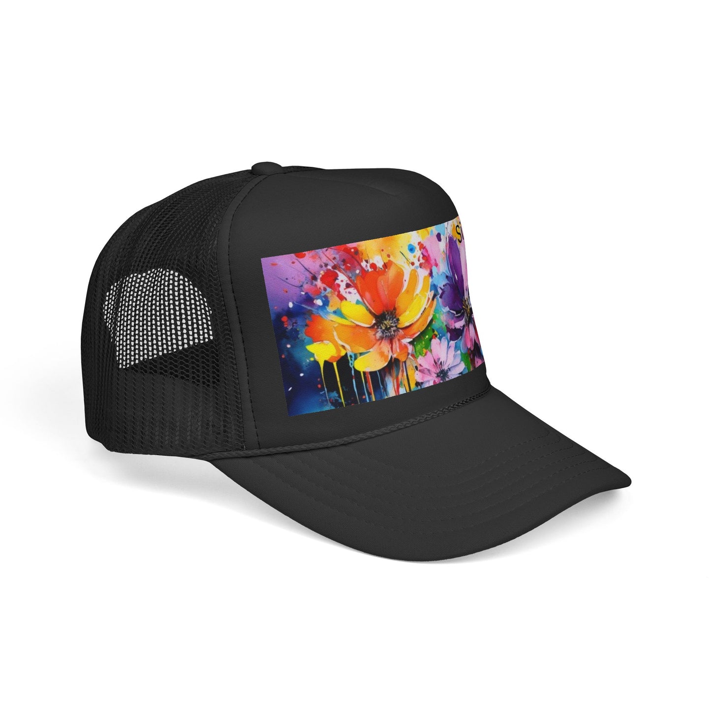 Vibrant Floral Trucker Cap - Colorful Summer Hat for Outdoor Fun