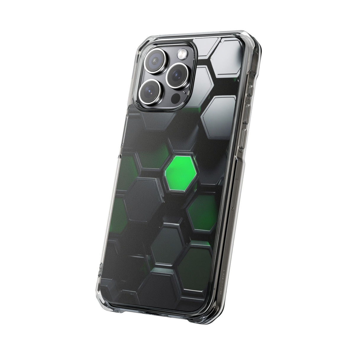 Magnetic Impact Phone Case for iPhone 16/15/14, Hexagon Pattern Magnetic Clear Impact Case, Stylish Phone Accessory, Gift for Tech Lovers, Durable Protection.