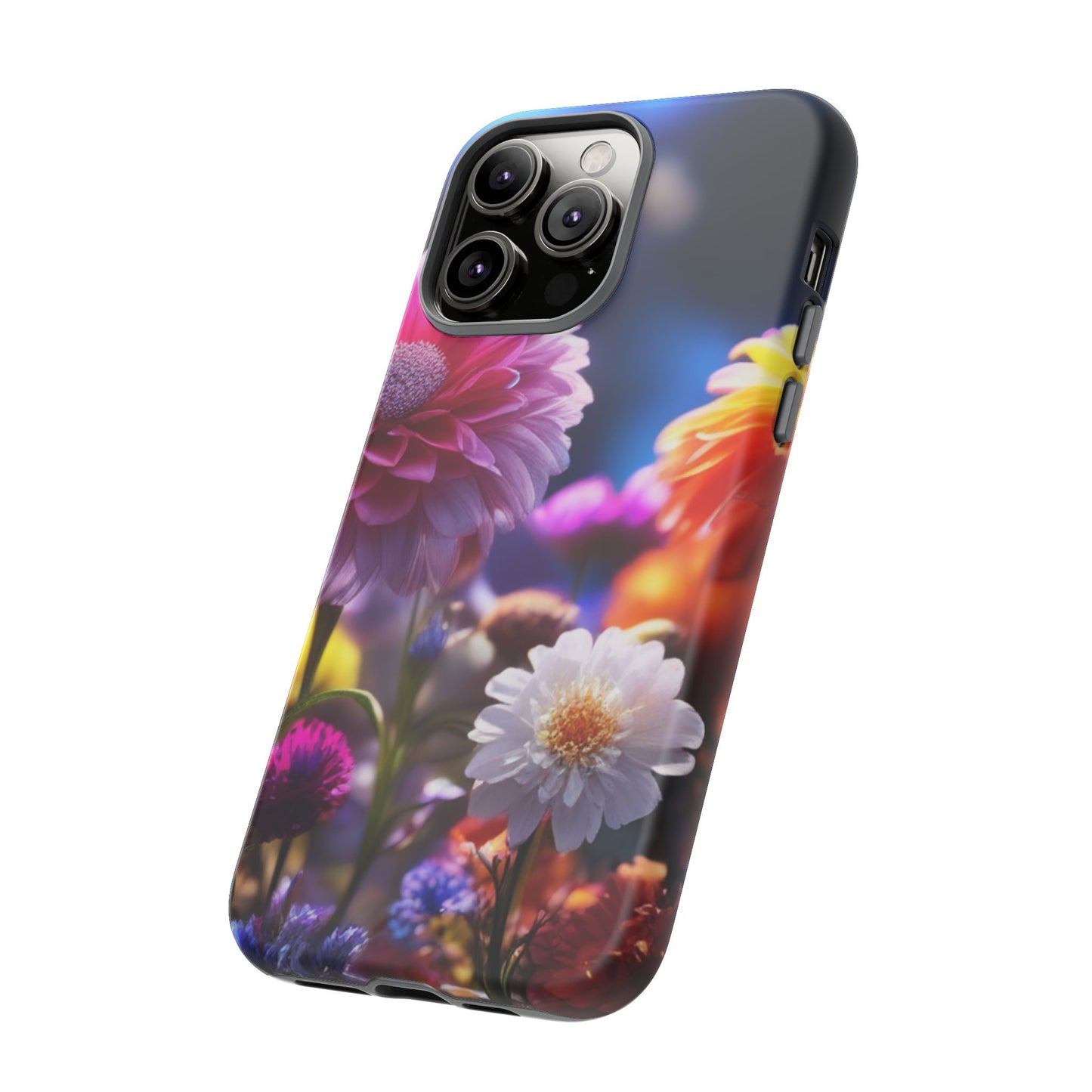 iPhone Tough Cases Phone Cases for iPhone 14\15\16\17 – Dual Layer, Matte/Glossy Finish, Wireless Charging Compatible, Floral Garden Phone Case — Vibrant Bloom Protective iPhone Cover