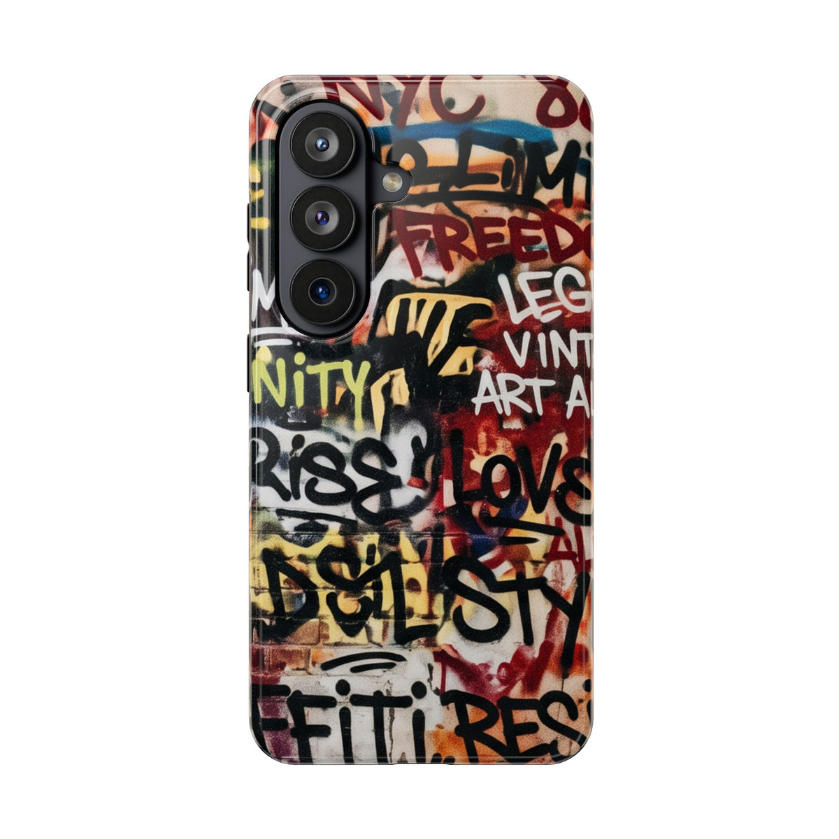 Tough Cases Phone Cases for Samsung Galaxy S26/S25/S24 – Dual Layer, Matte/Glossy Finish, Wireless Charging Compatible. Graffiti Phone Case