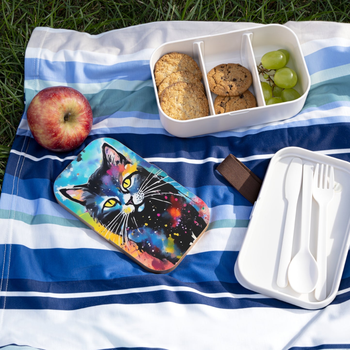 Colorful Galaxy Cat Bento Box — Artistic Cat Lunch Box for Kids & Adults