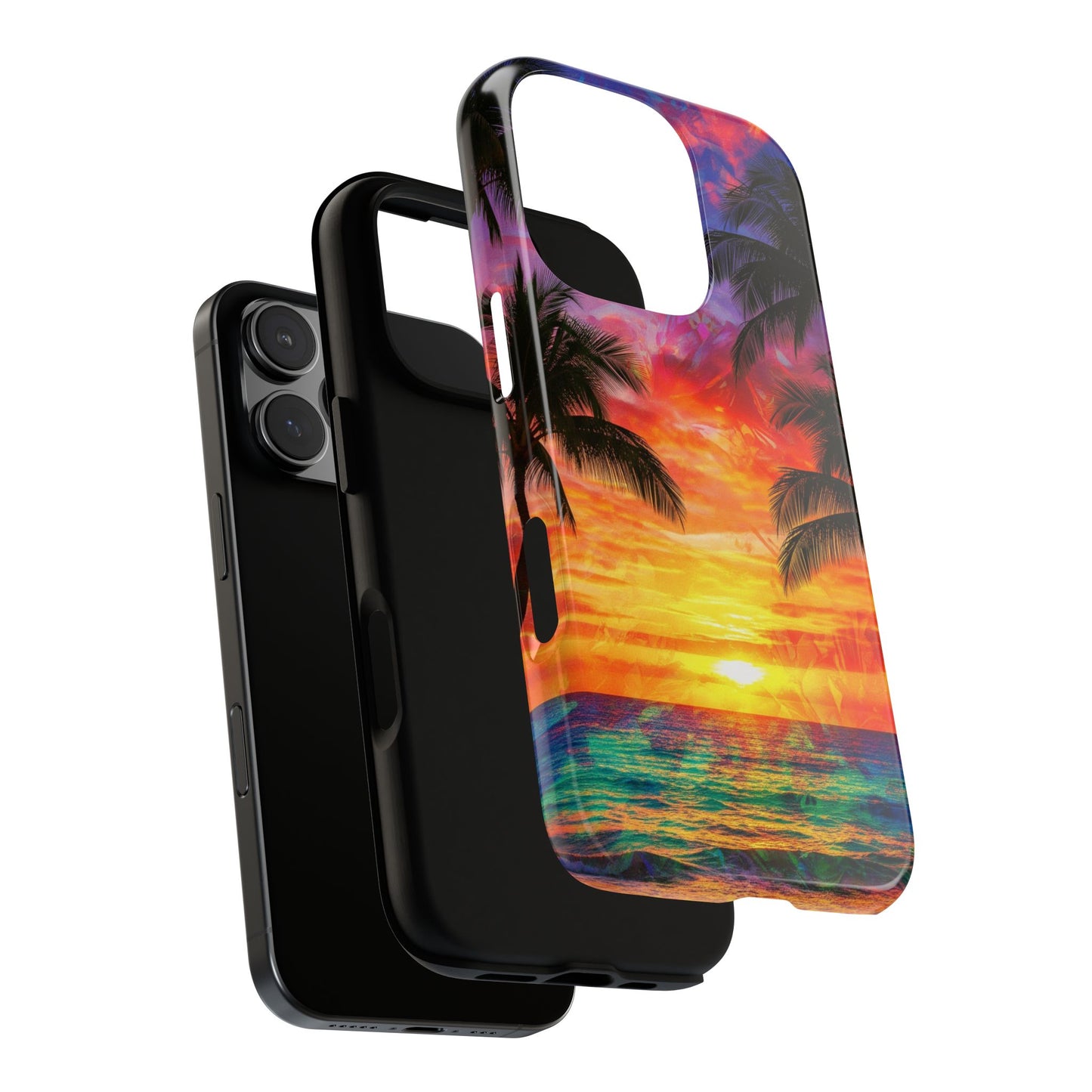 iPhone Tough Cases Phone Cases for iPhone 14\15\16\17. Tropical Sunset Phone Case — Palm Tree Beach Protective Cover