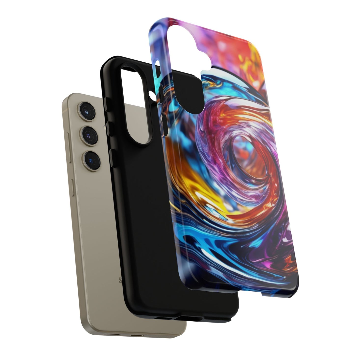 Tough Case Phone Case for Samsung Galaxy S25/S24 – Dual Layer, Matte/Glossy Finish, Wireless Charging Compatible, Vibrant Swirl Phone Case - Tough Cases for Stylish Protection