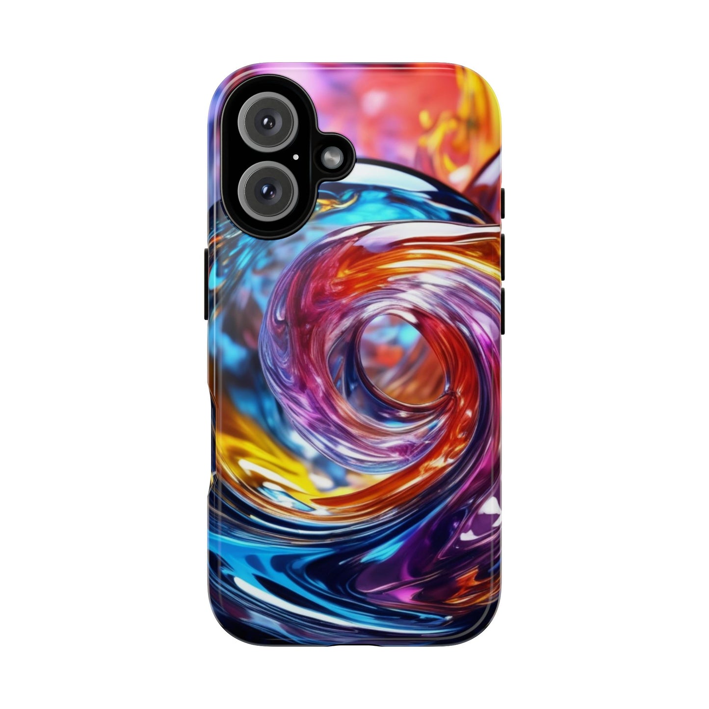 iPhone Tough Case Phone Case for iPhone 14\15\16 – Dual Layer, Matte/Glossy Finish, Wireless Charging CompatibleVibrant Swirl Phone Case - Tough Cases for Protection