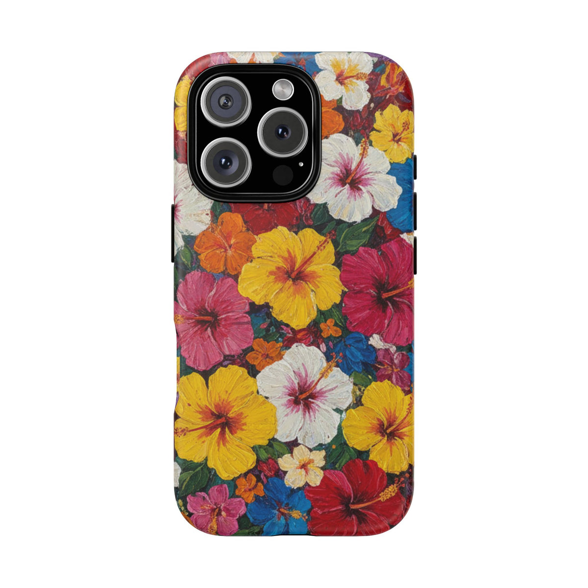 iPhone Tough Cases Phone Cases for iPhone 14\15\16\17 – Dual Layer, Matte/Glossy Finish, Wireless Charging CompatibleFloral Hibiscus Tough Phone Case — Bright Tropical Protection