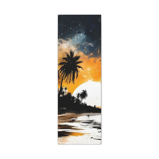 Sunset Beach Canvas Wall Art, Tropical Décor, Home Aesthetic, Gift for Beach Lovers, Relaxing Wall Decoration
