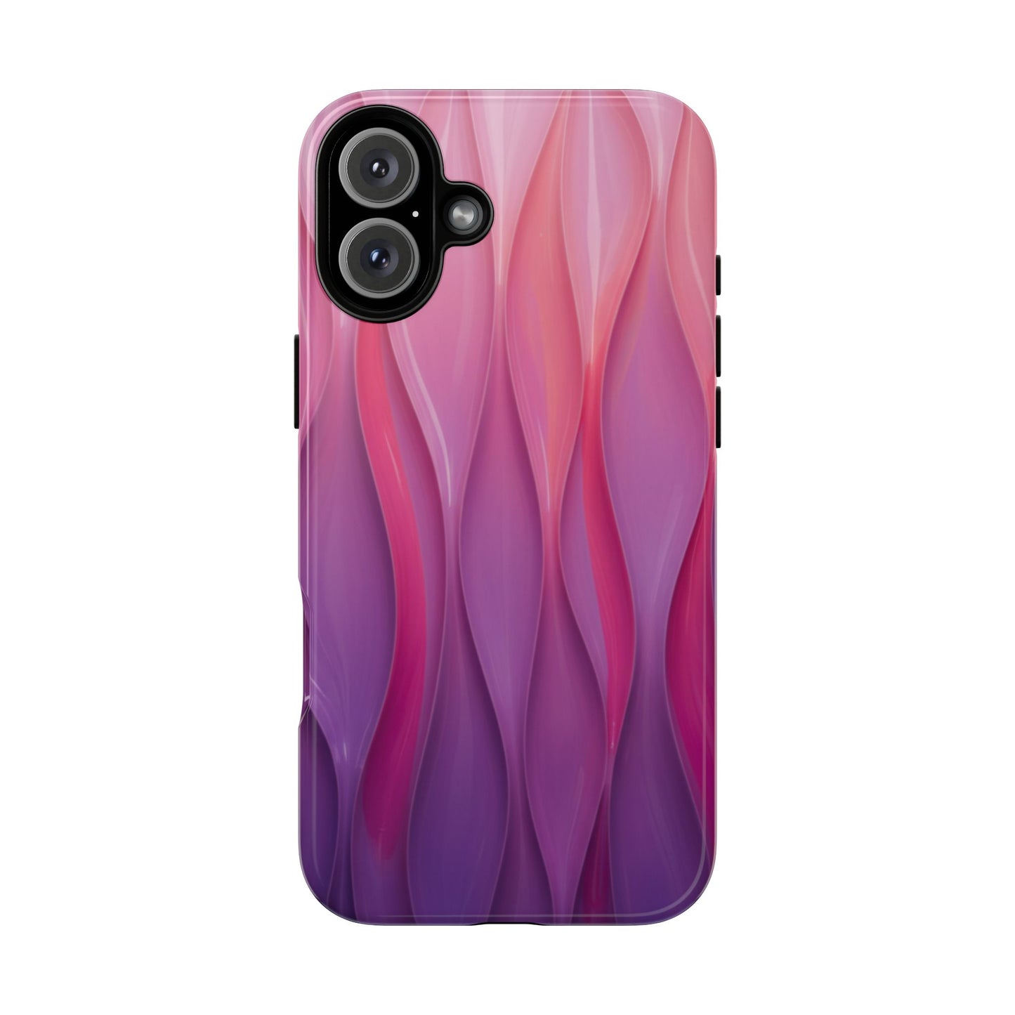 Pink Purple Wave Tough Phone Case. iPhone Tough Cases Phone Cases for iPhone 14\15\16\17 – Dual Layer, Matte/Glossy Finish, Wireless Charging Compatible — Abstract Gradient Protective Cover