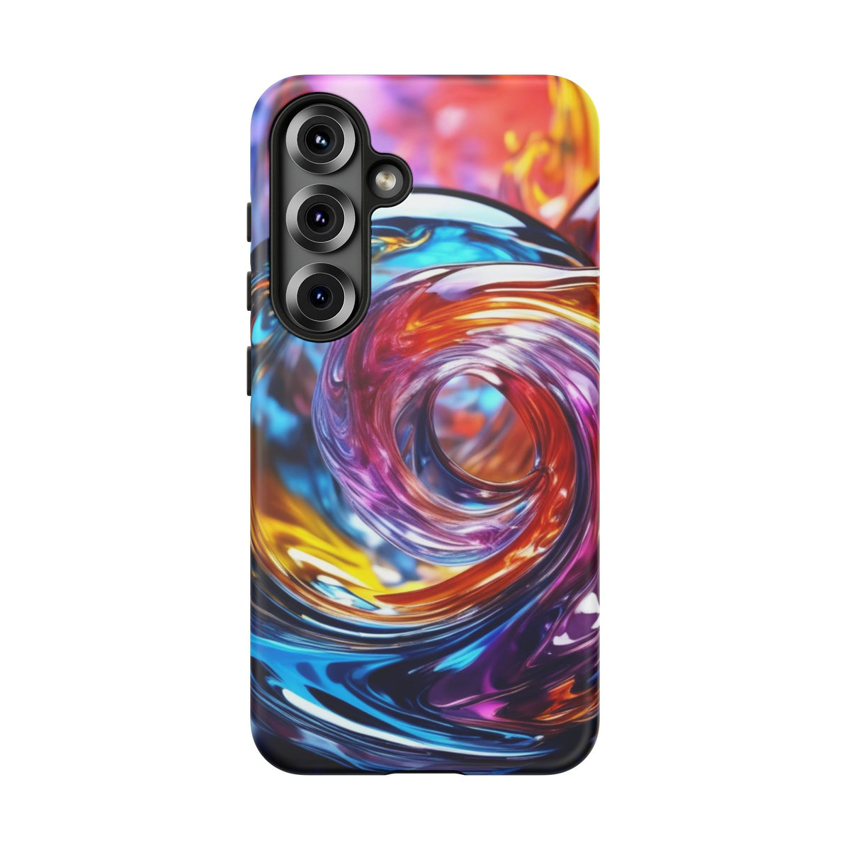 Tough Case Phone Case for Samsung Galaxy S25/S24 – Dual Layer, Matte/Glossy Finish, Wireless Charging Compatible, Vibrant Swirl Phone Case - Tough Cases for Stylish Protection