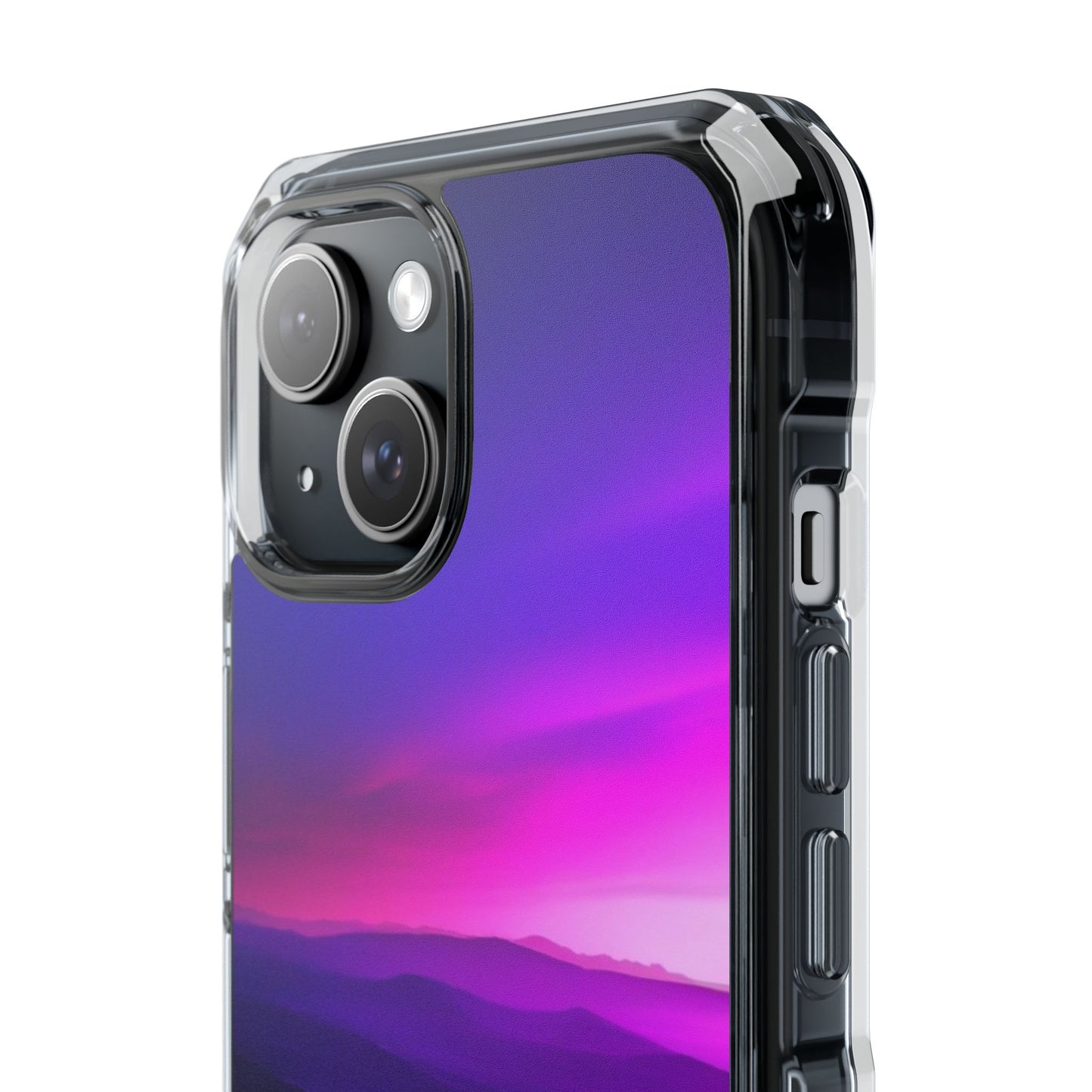 Magnetic Phone Case for iPhone 16/15/14,  Impact Protection, Stylish Tech Accessory, Gift for Tech Lovers, Purple Landscape Case