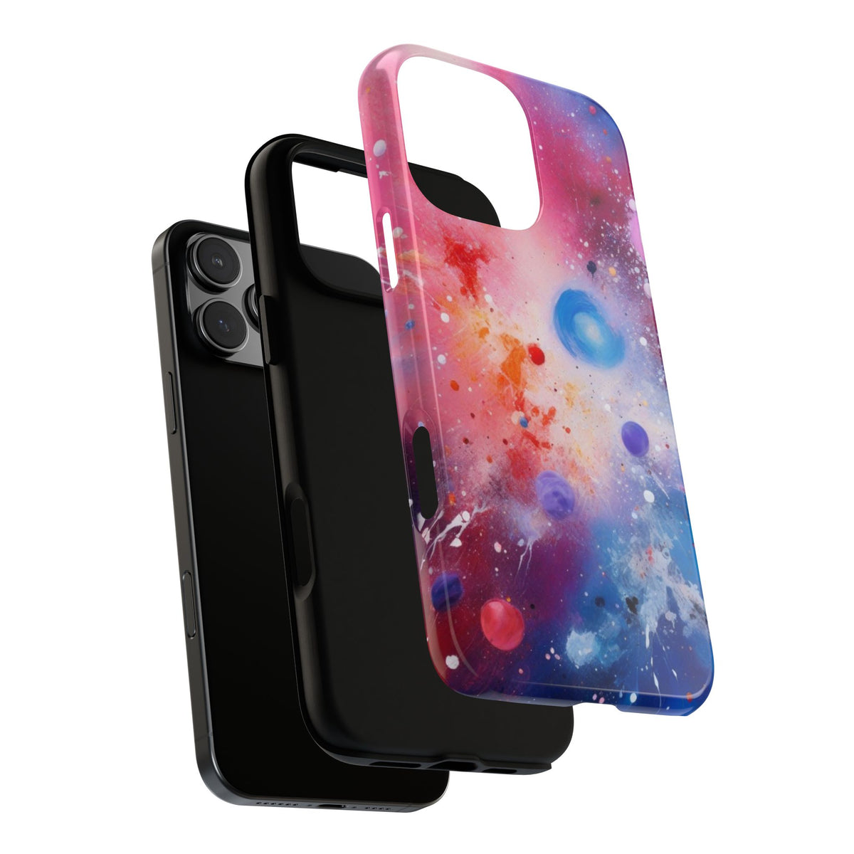 iPhone Tough Case Phone Case for iPhone 14\15\16 – Dual Layer, Matte/Glossy Finish, Wireless Charging Compatible, Galaxy-Themed Tough Phone Case – Vibrant Space Design
