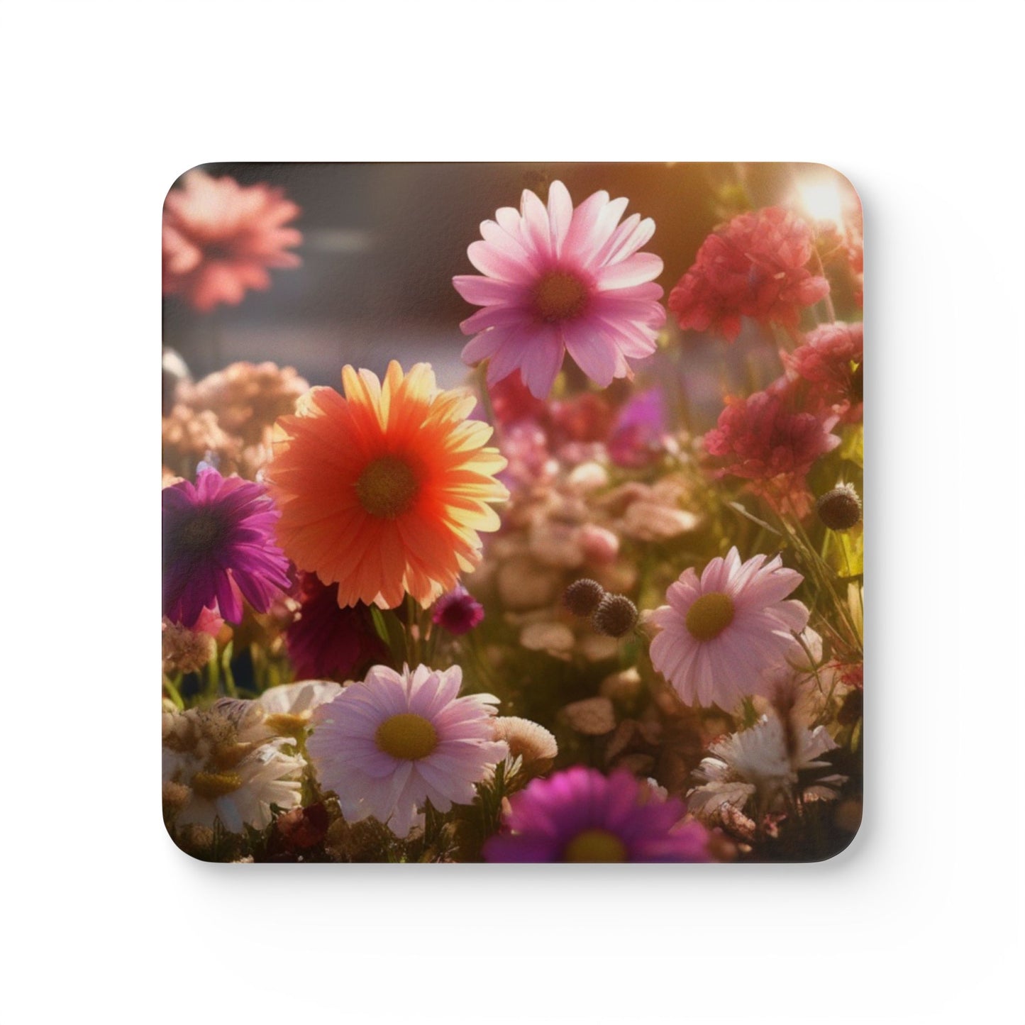 Floral Corkwood Coaster Set | Drink Coasters for Home & outdoor Decor
