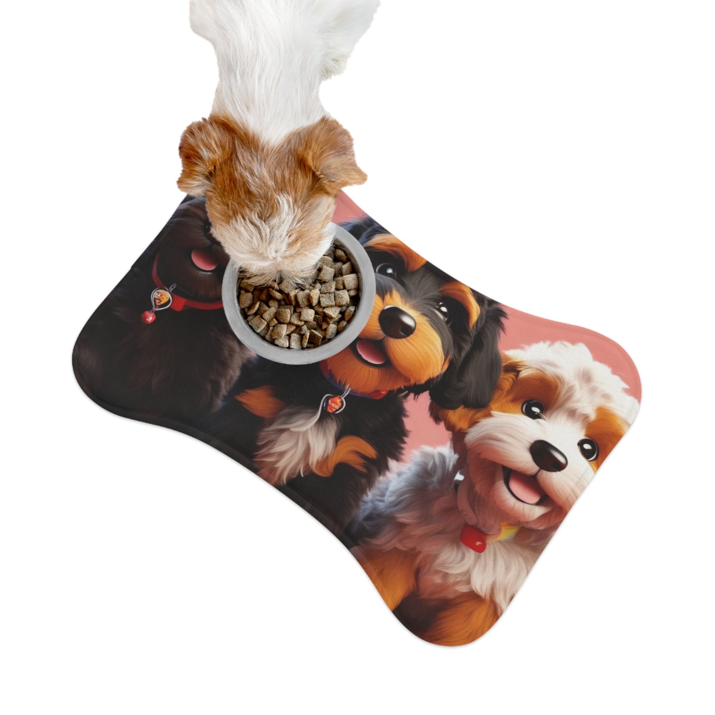 Designer Pet Feeding Mat – Non-Slip, Absorbent & Bone Shaped for Mess-Free Meals