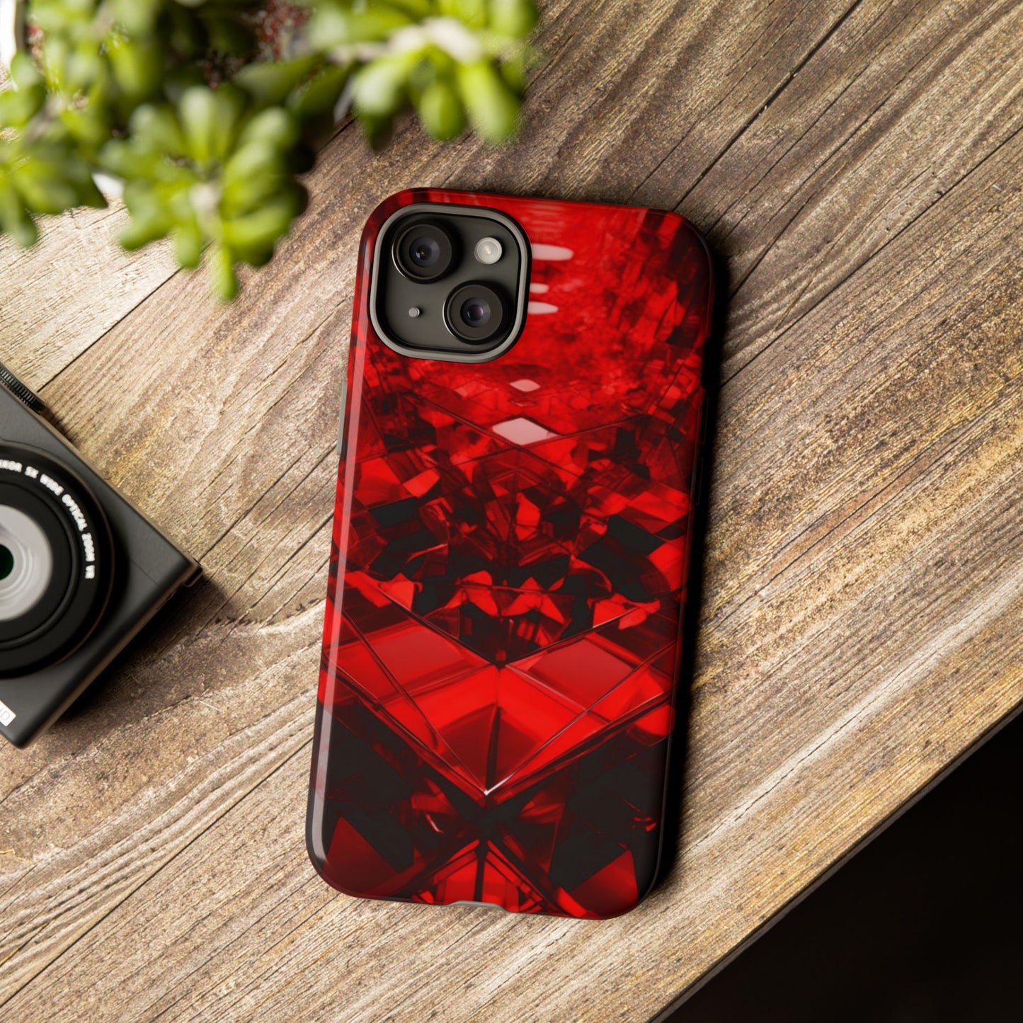 Red Crystal Design Phone Case for iPhone 17/16/15/14 - Tough, Stylish Protection