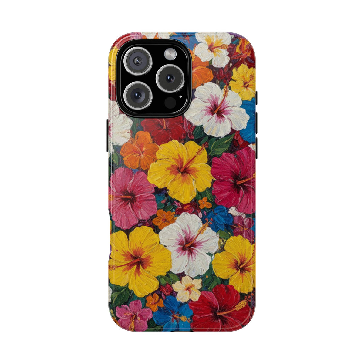 iPhone Tough Cases Phone Cases for iPhone 14\15\16\17 – Dual Layer, Matte/Glossy Finish, Wireless Charging CompatibleFloral Hibiscus Tough Phone Case — Bright Tropical Protection